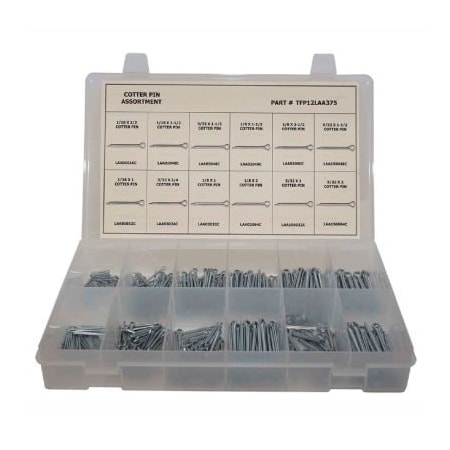 Titan Fasteners 375 Piece Cotter Pin Assortment - 1/16" to 5/32" - Steel - Zinc TFP12LAA375